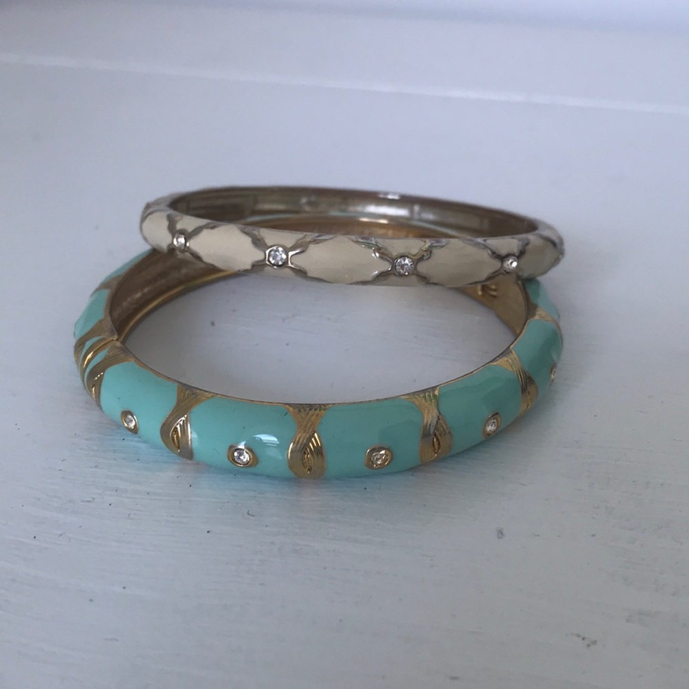 Two Enamel Sequin Brand Cuff Bracelets